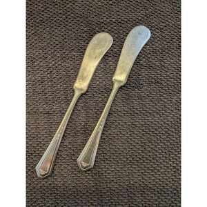 Vintage Sheffield Plate Butter Spreaders Art‎ Deco Geometric Silver Plated